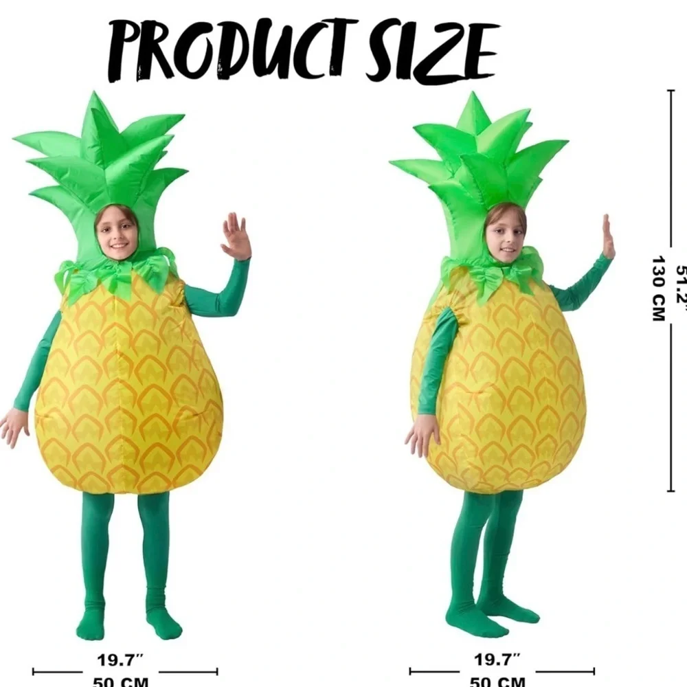 Inflatable Pineapple Costume for Kids - Green and Yellow
